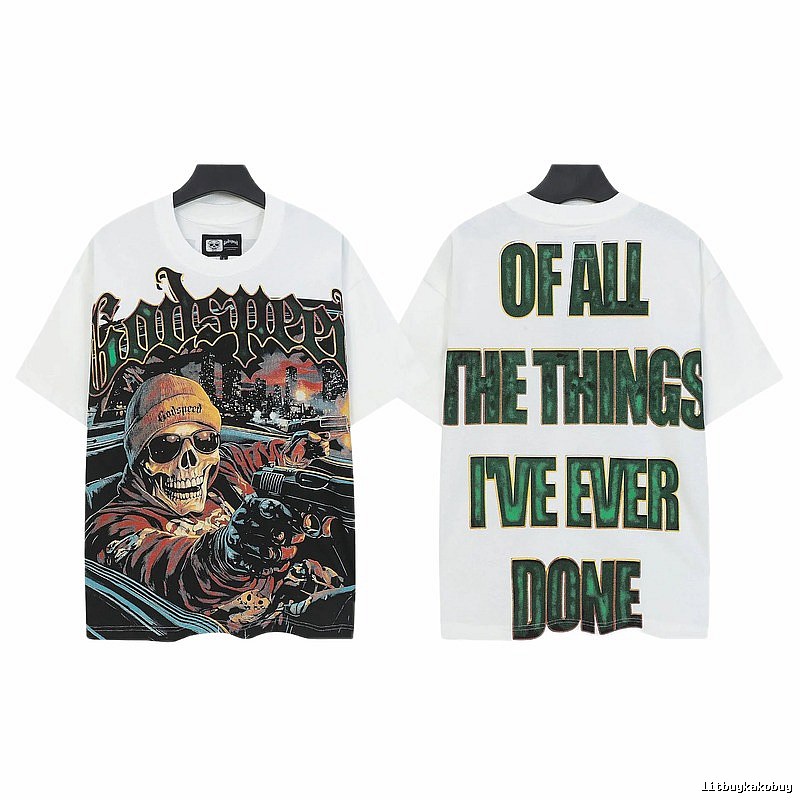 Godspeed Skull Print Street Style White T-shirt