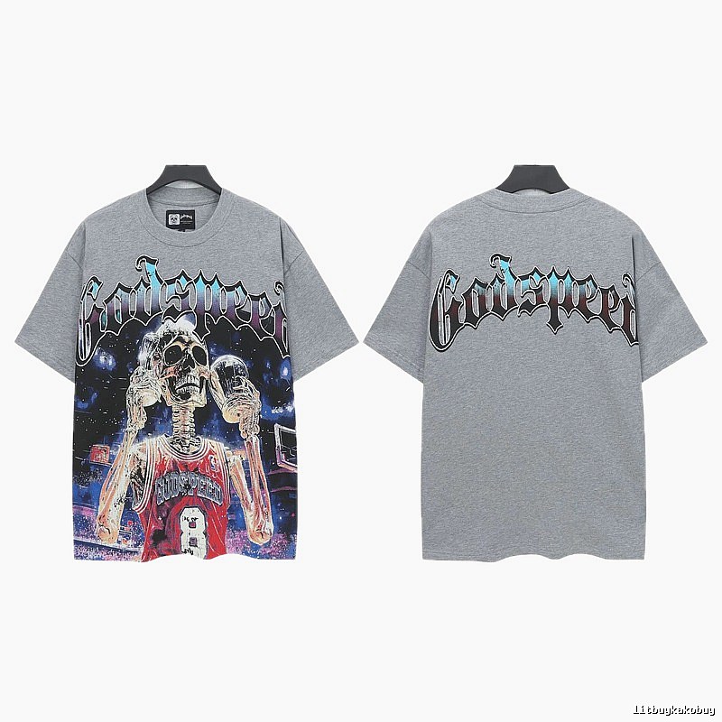 Godspeed Skull Street Basketball Style Grey T-Shirt