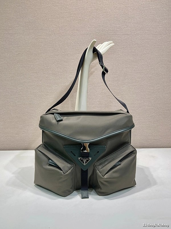 Gray Geometric Shoulder Bag Prada Shoulder Bag for Daily Rotation
