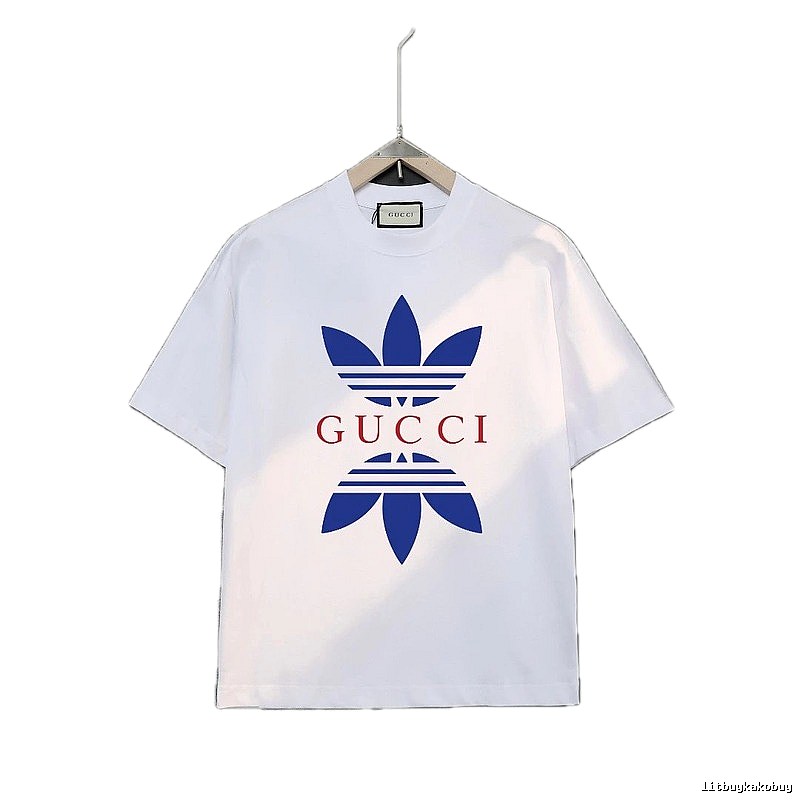 Gucci clover blue and white short-sleeved shirt