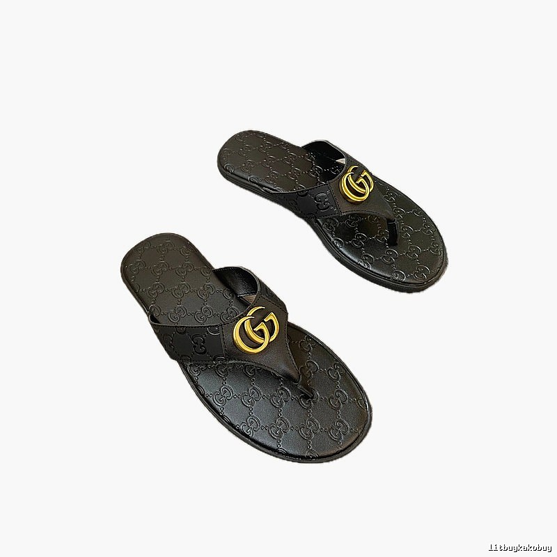 Gucci Double G Casual Style Black Flip-Flops