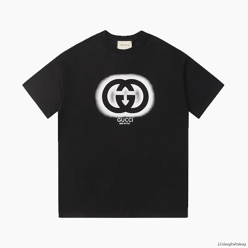 Gucci Double G Print Vintage Style Black T-Shirt