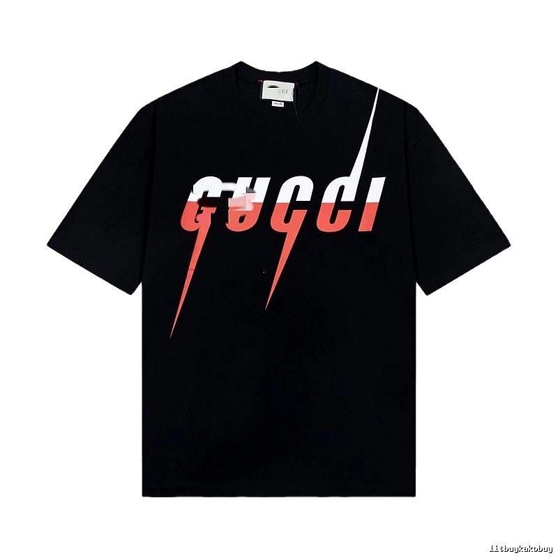 Gucci Lightning Print Trendy Style Black T-Shirt