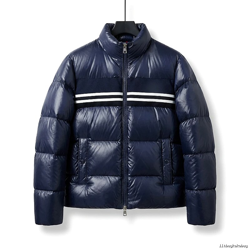 Gucci striped fashionable dark blue down jacket