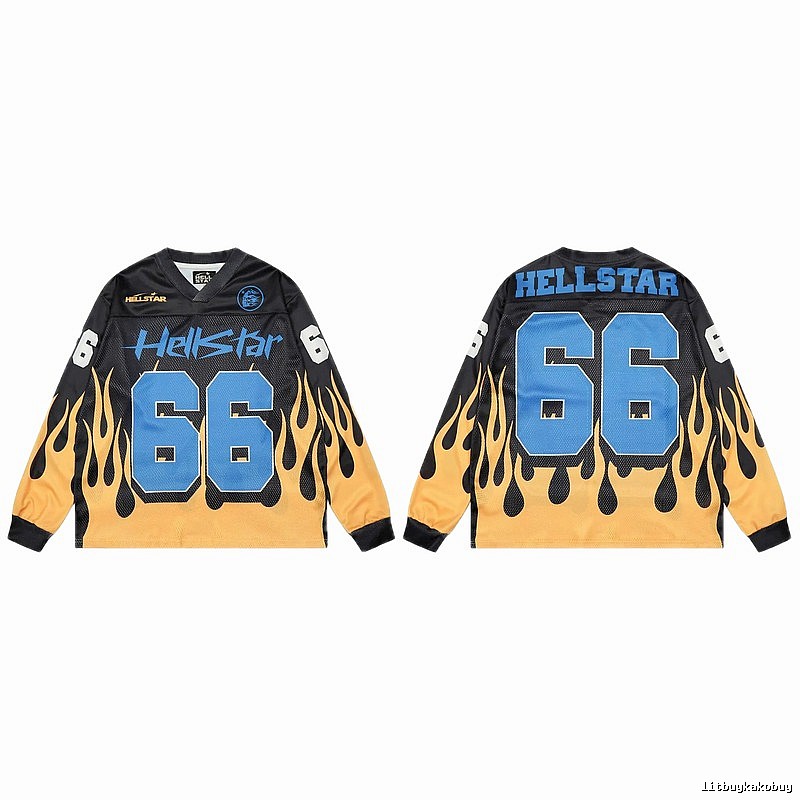 Hellstar No.66 Flame Street Style Black and Yellow Jersey