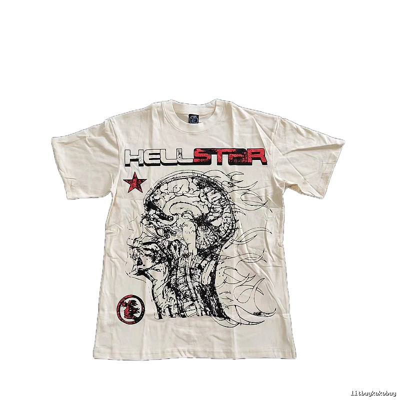 Hellstar Skeleton Print Street-style Off-white T-shirt