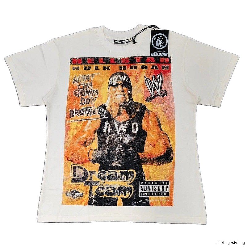 Hellstar x WWE Co-branded Vintage Style Off-white T-shirt