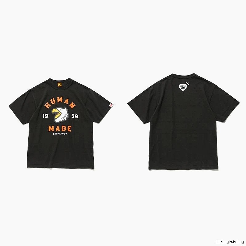 Human Made Easy Match Heart logo T-shirt Black Green Human for Leisure Wear