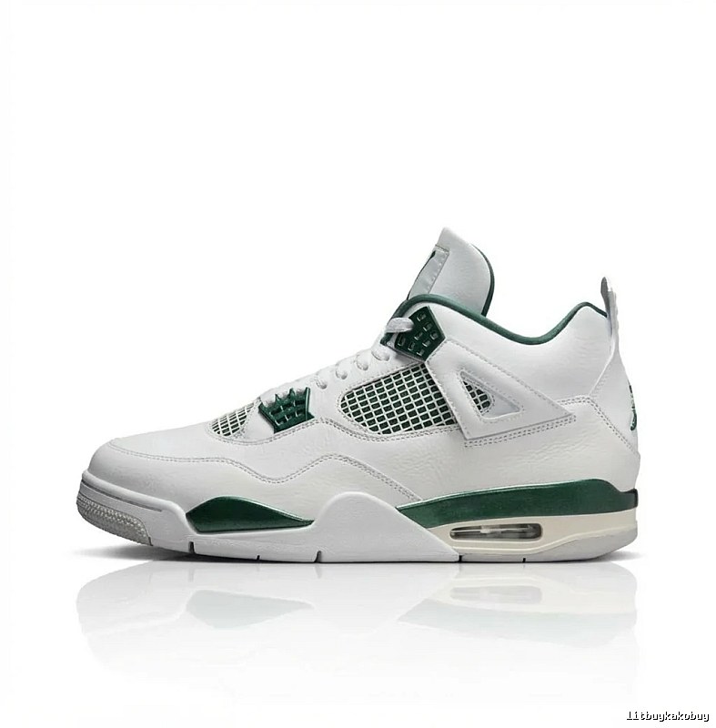 Jordan 4 Retro Style White and Green Shoes