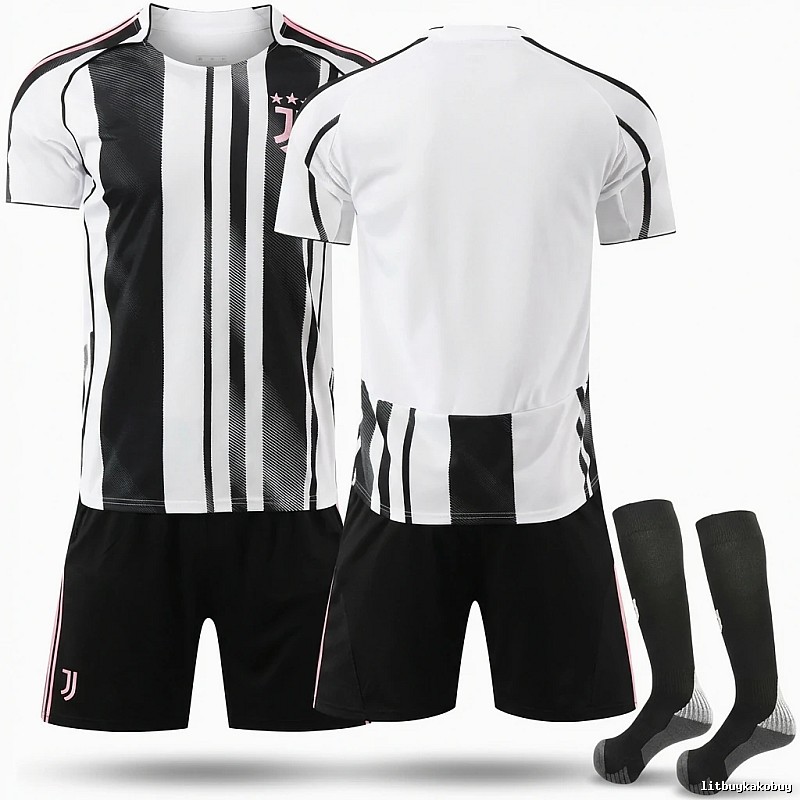 Juventus black and white striped football jerseys