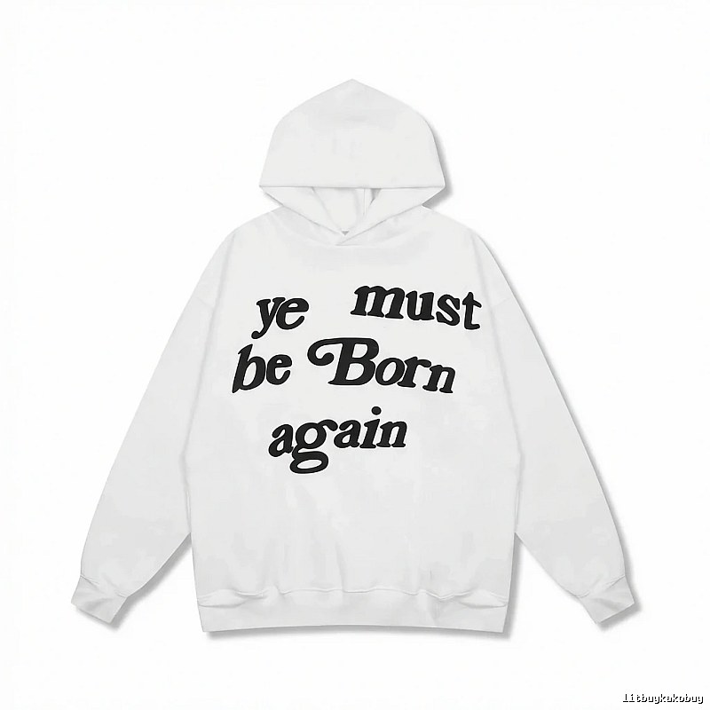 Kanye's religious-style white hoodie.