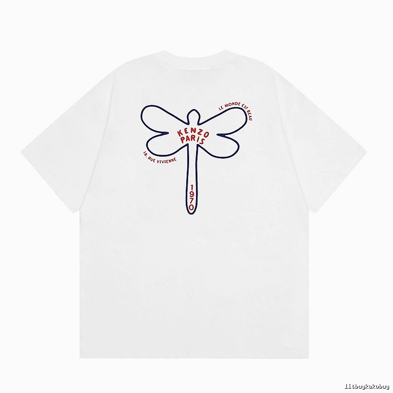 KENZO Dragonfly Print Casual White T-Shirt