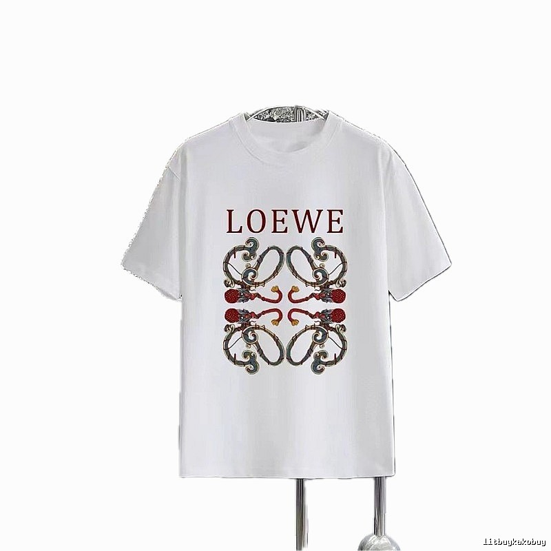 LOEWE Vintage-style Dragon Print White T-Shirt