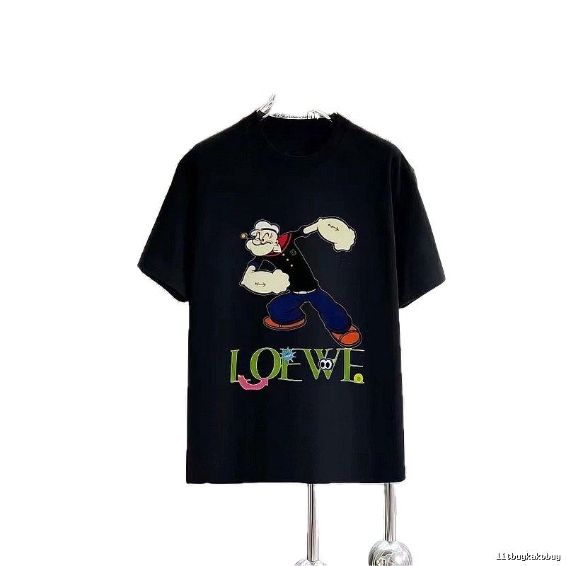 LOEWE x Popeye Co-branded Trendy Black Short-sleeve T-shirt
