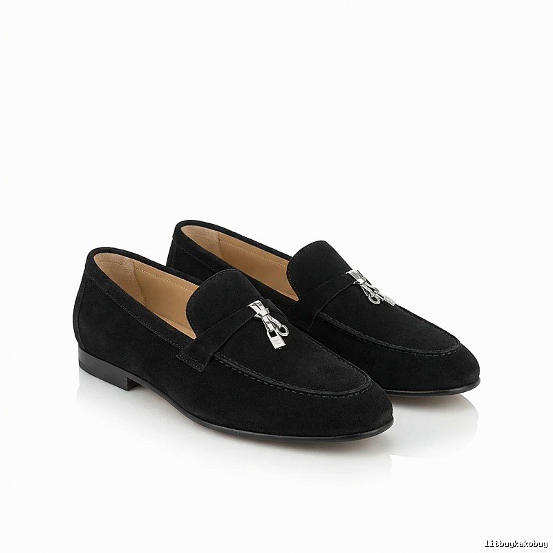Loro Piana business-style black leather shoes