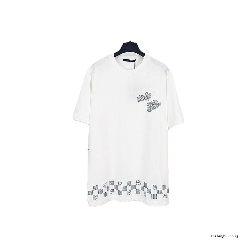 Louis Vuitton Checkerboard Casual Style White T-Shirt
