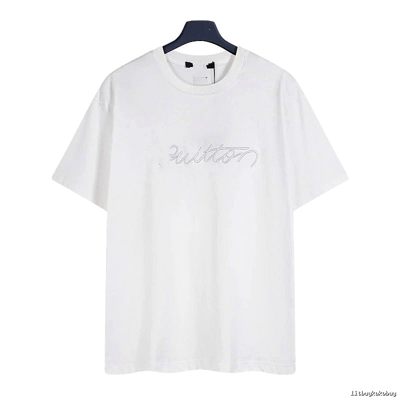 Louis Vuitton Embroidered Minimalist Style White Short-sleeve T-shirt