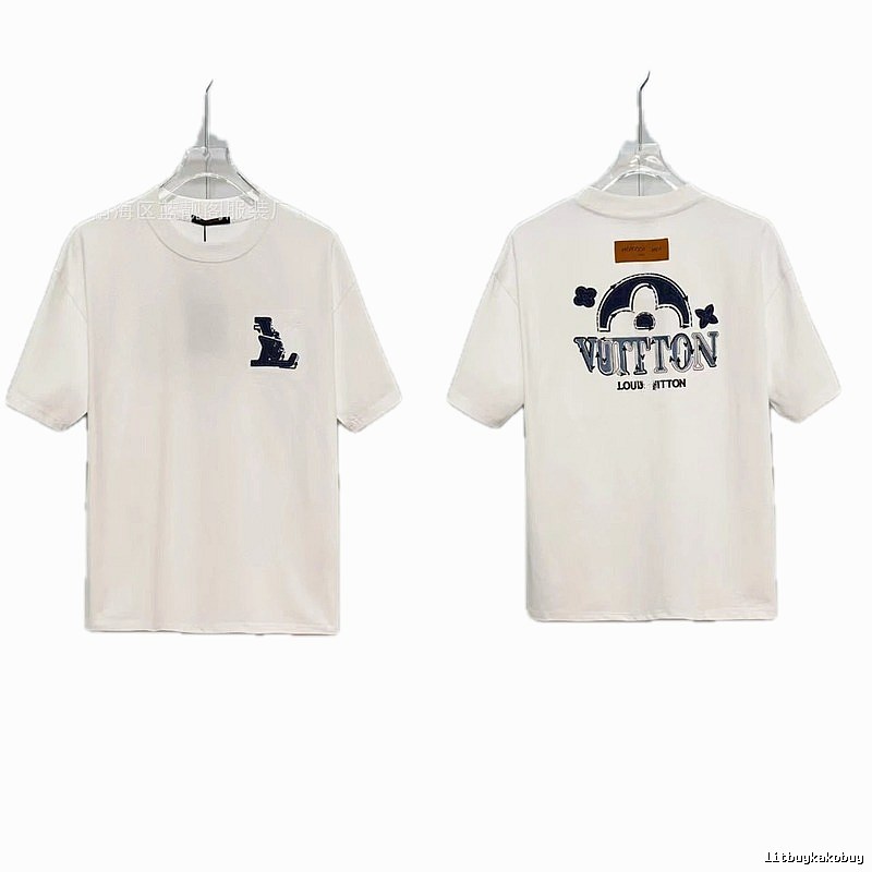 Louis Vuitton Embroidered Vintage-style White Short-sleeve T-shirt