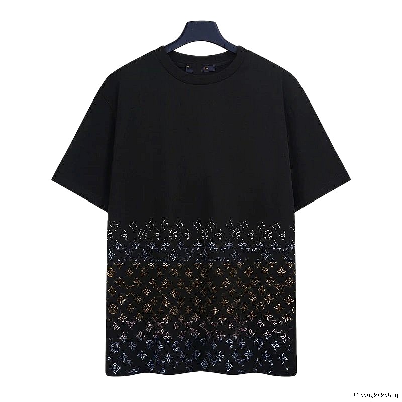 Louis Vuitton Gradient Monogram Street-style Black T-Shirt