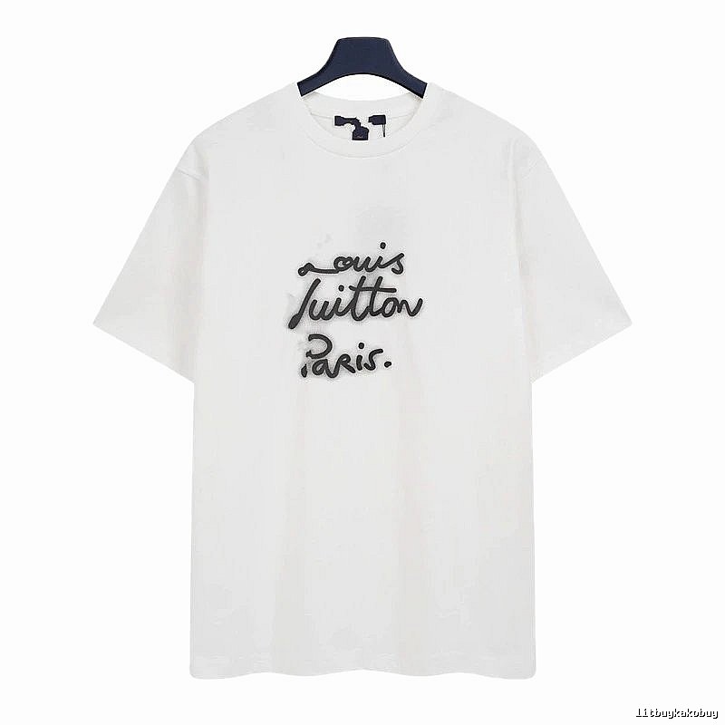 Louis Vuitton Graffiti Casual Style White T-Shirt