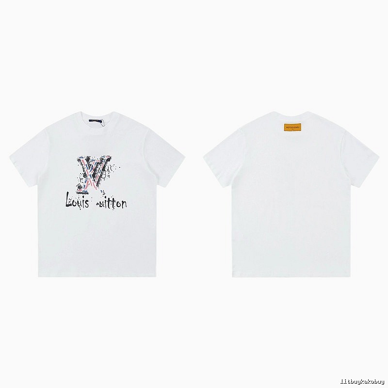 Louis Vuitton Graffiti Collection Street Style White T-shirt