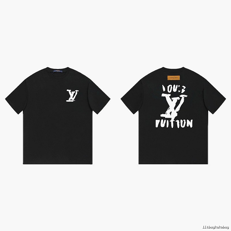 Louis Vuitton Graffiti Street Style Black Short Sleeve T-shirt