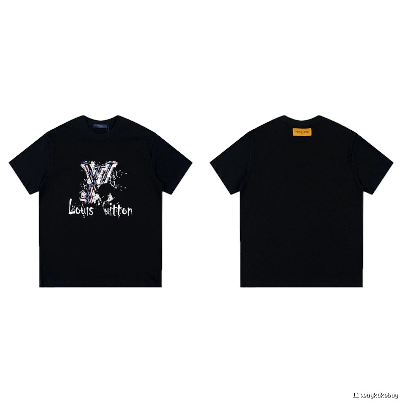 Louis Vuitton Graffiti Street Style Black T-shirt
