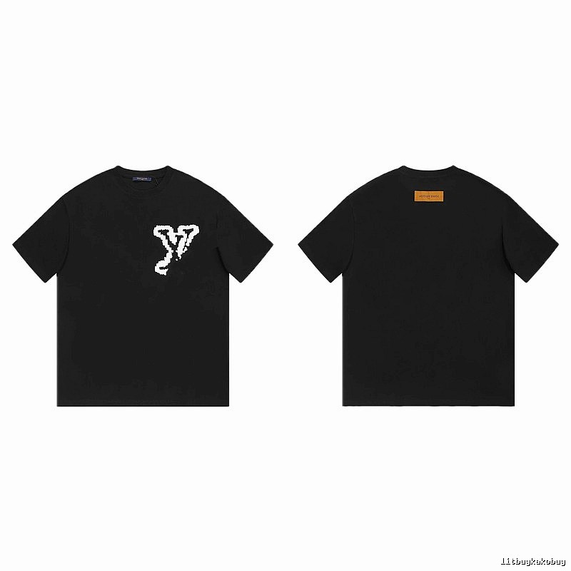 Louis Vuitton Graffiti Trend Style Black T-shirt