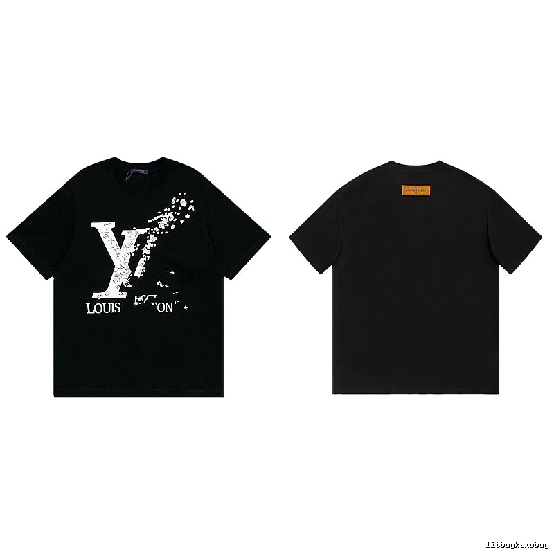 Louis Vuitton LV Printed Streetwear Style Black T-Shirt