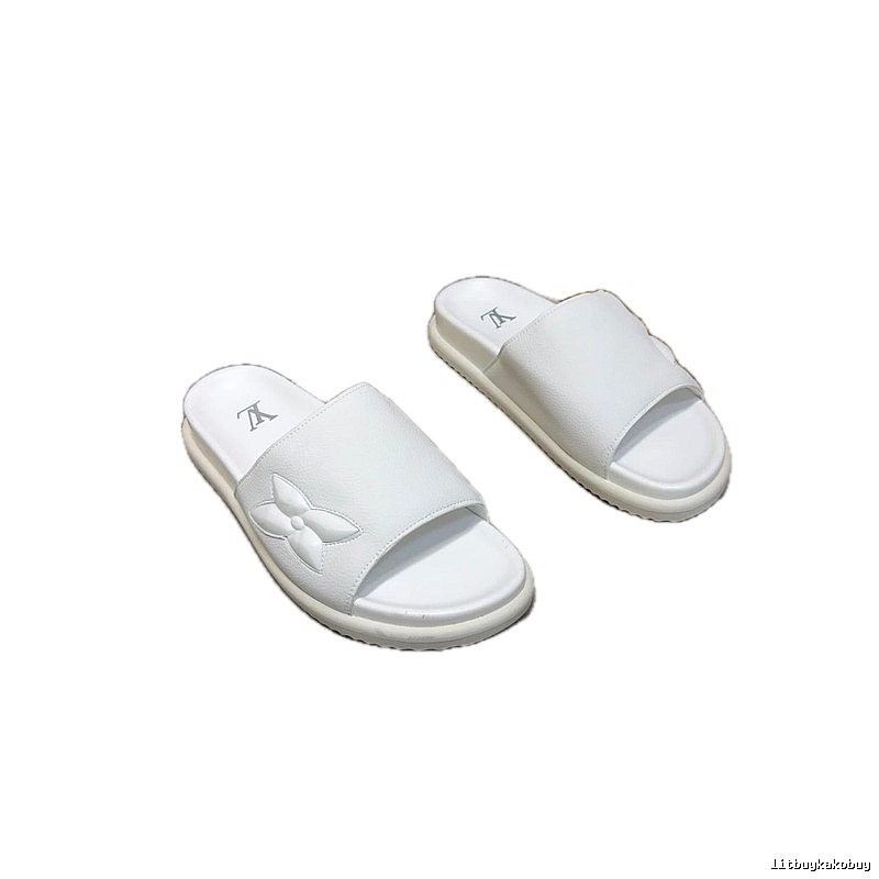 Louis Vuitton Monogram Casual Style White Slide Sandals