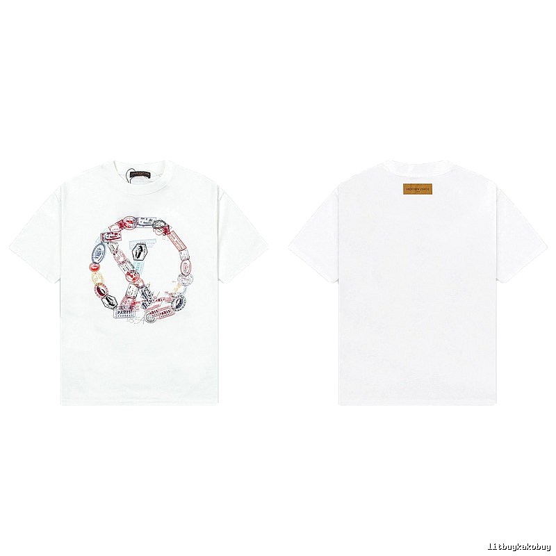 Louis Vuitton Postmark Print Vintage Style White T-Shirt