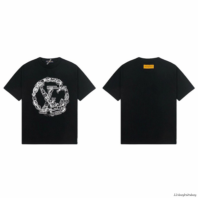 Louis Vuitton Printed Trendy Style Black Short-sleeve T-shirt