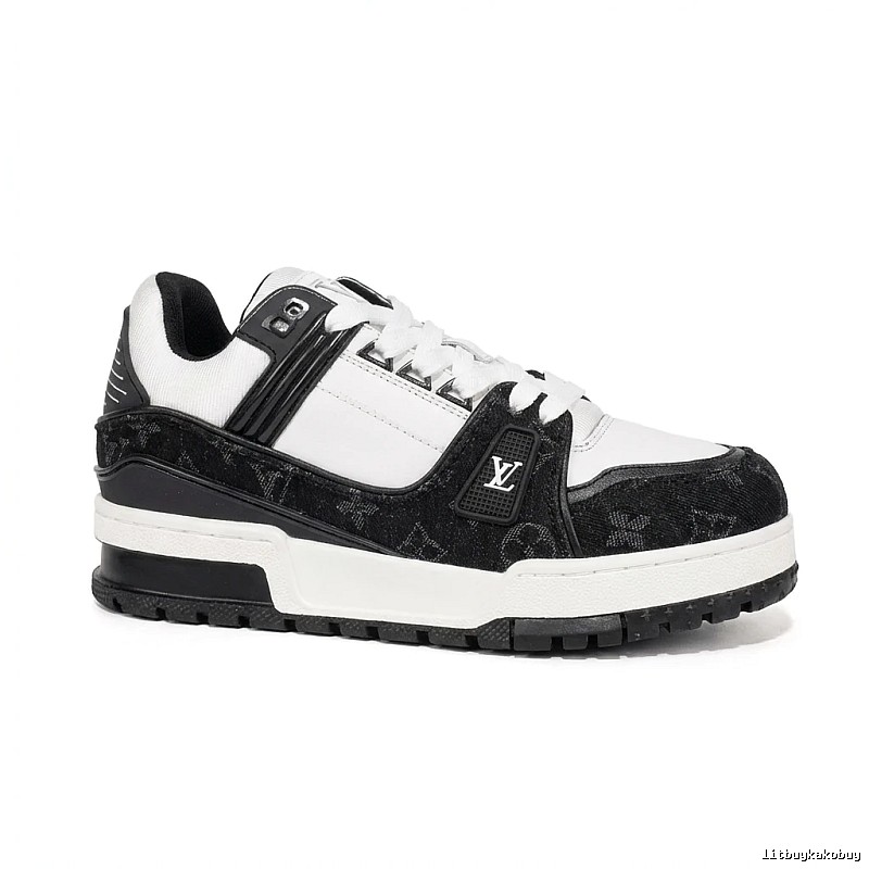 Louis Vuitton retro-style black and white sports shoes