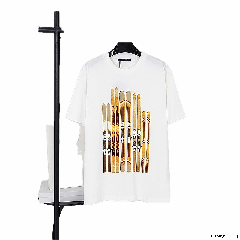 Louis Vuitton Ski-Print Trendy Casual White T-Shirt