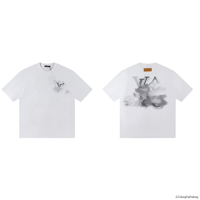 Louis Vuitton Trendy Ink-wash Blended White T-Shirt