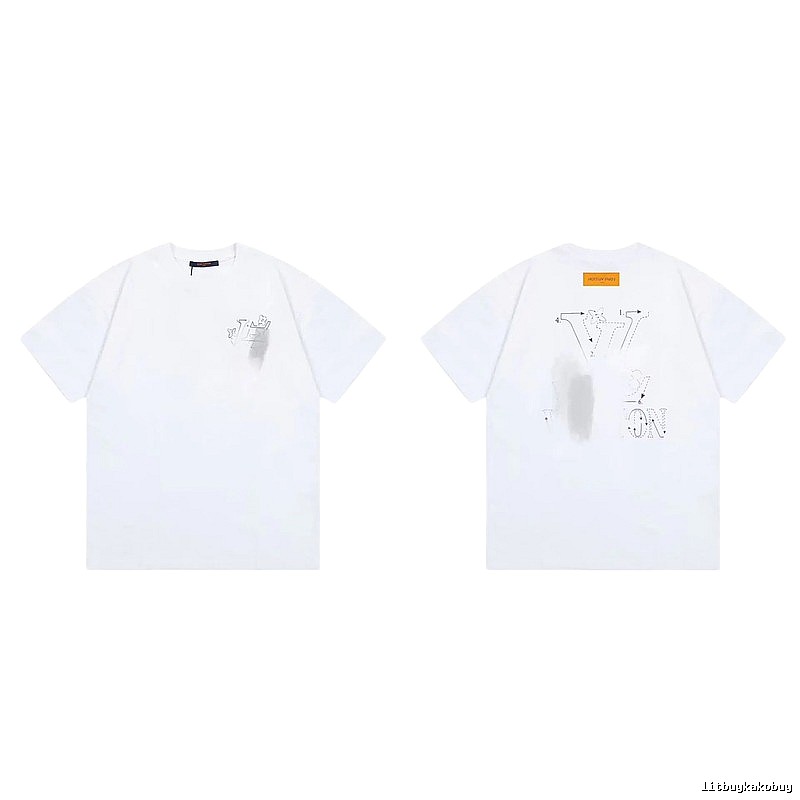 Louis Vuitton Trendy Line-drawing Style White Short-sleeve T-shirt