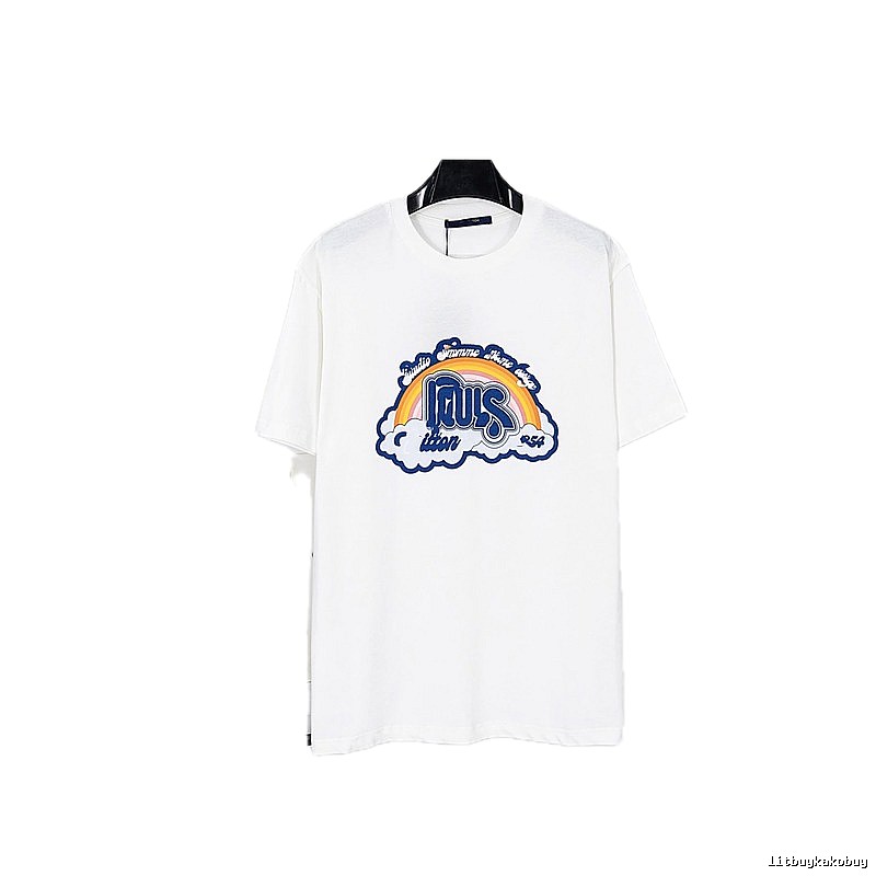 Louis Vuitton Vintage-style Rainbow Print White T-Shirt