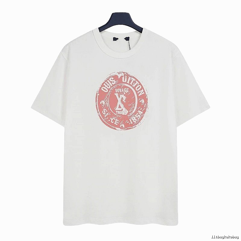 Louis Vuitton Vintage-style White T-Shirt with Stamp