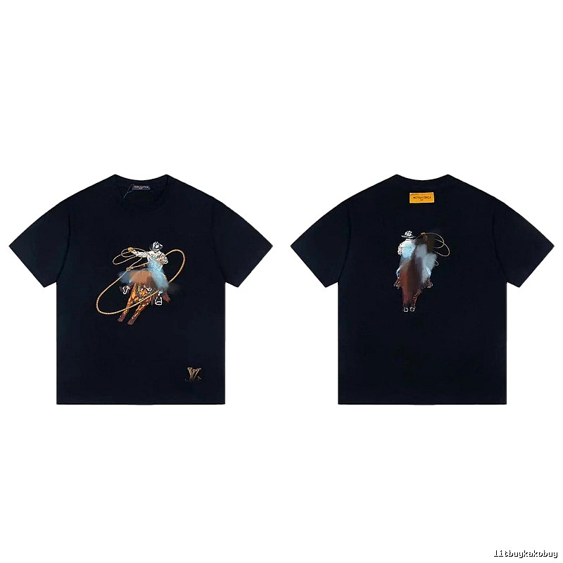 Louis Vuitton Western Cowboy Vintage Style Black T-Shirt