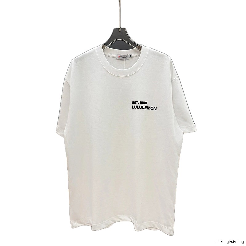 lululemon minimalist style printed white short-sleeve T-shirt