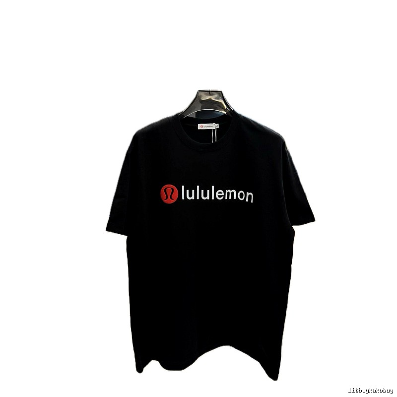 lululemon Printed Casual Style Black Short-sleeve T-shirt