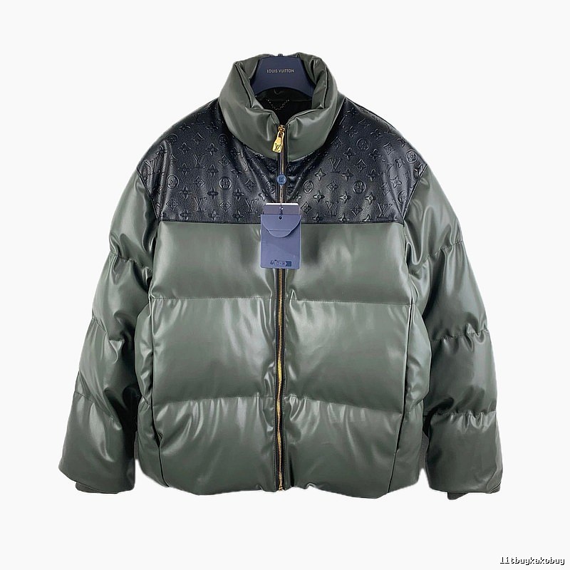 LV classic style fashionable dark green down jacket