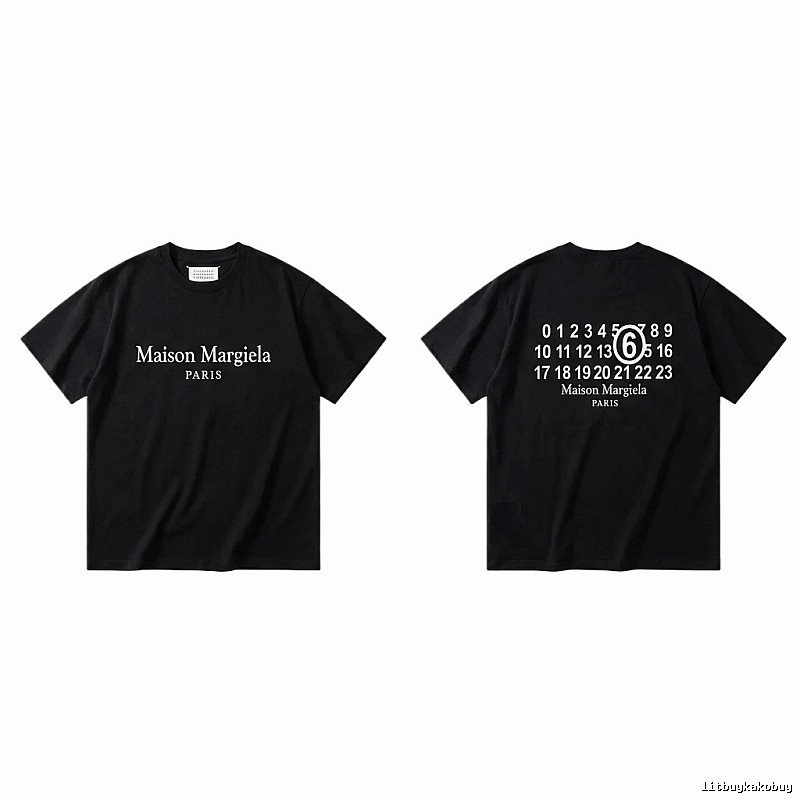 Maison Margiela black T-shirt with digital printing.