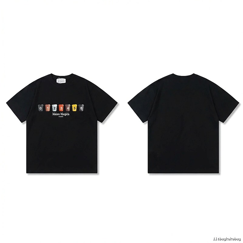 Maison Margiela digital print style black T-shirt