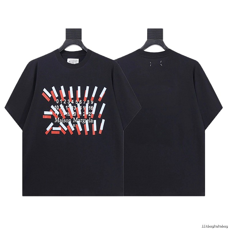 Maison Margiela Digital Printed Streetwear Black T-Shirt