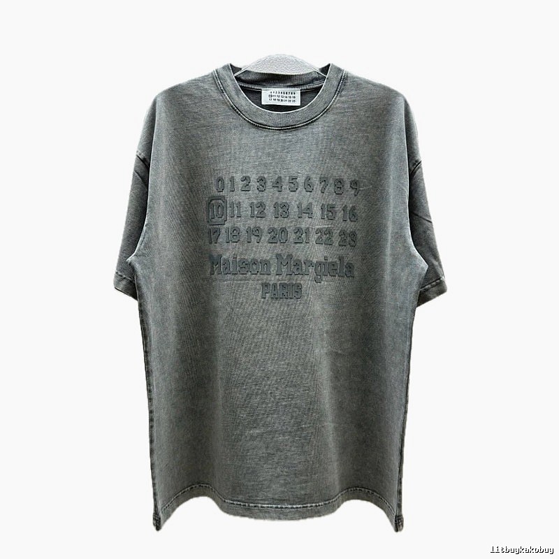 Maison Margiela Numbers Collection Vintage Washed Grey Short Sleeve T-Shirt