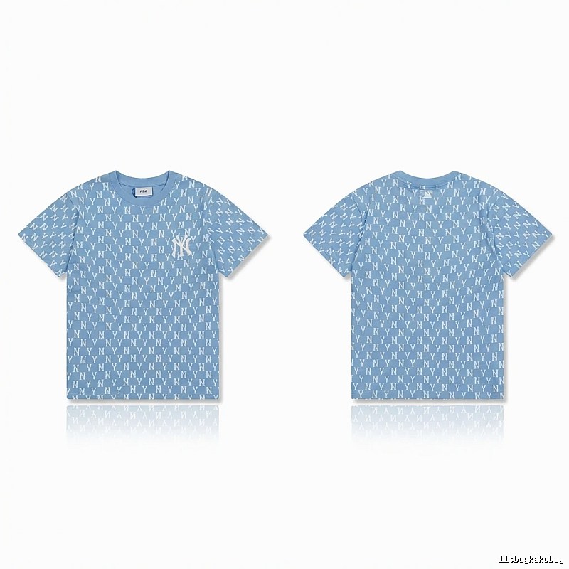 MLB full - print style light blue T - shirt