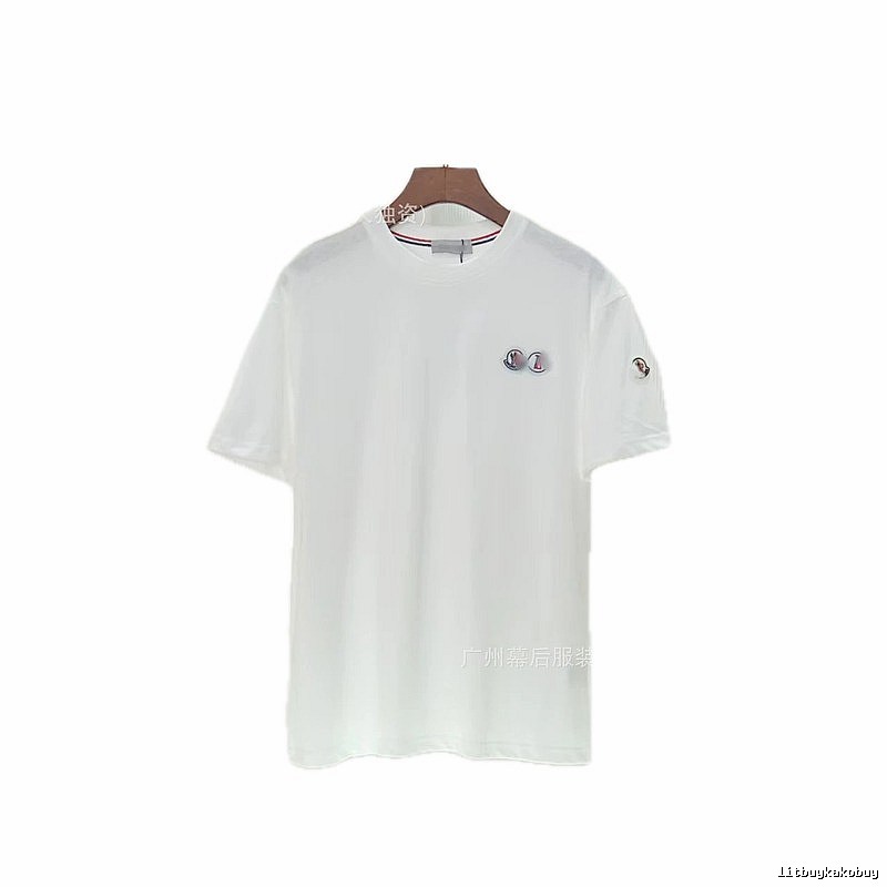 Moncler Badge Casual Style White T-Shirt