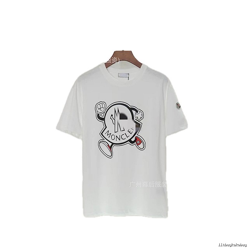 Moncler Cartoon Print Casual Style White T-Shirt