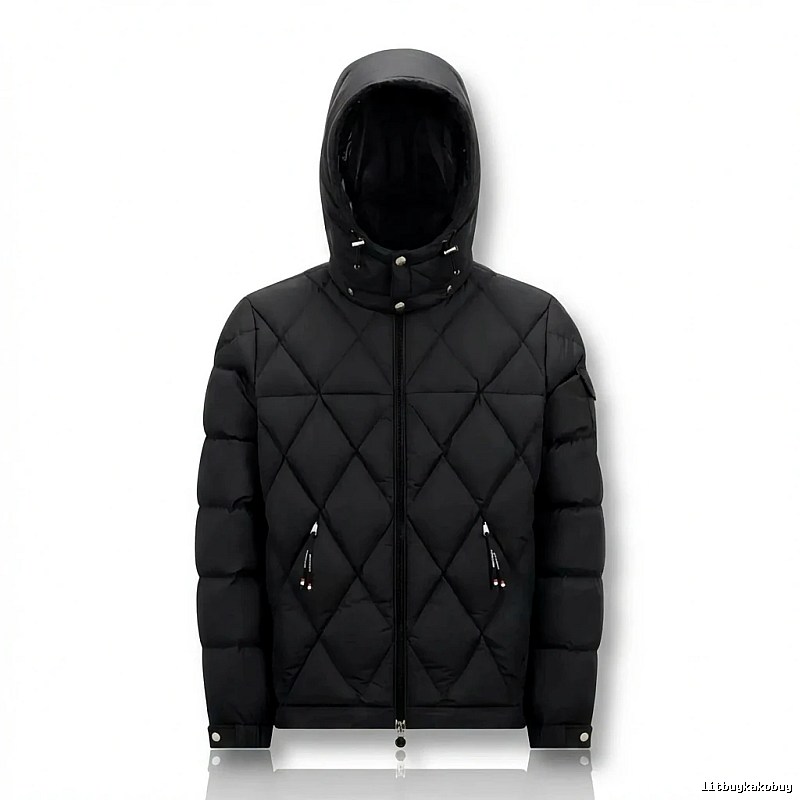 Moncler diamond-check trendy and cool style black down jacket